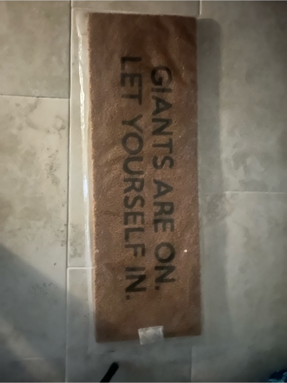 Doormat - Brown Coir Welcome Doormat with 'Giants Are On' 30”x10”